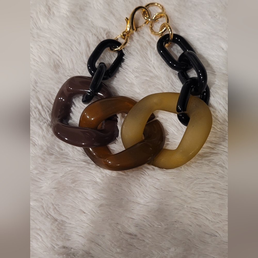Elegant Black and Brown Chain Link Bracelet